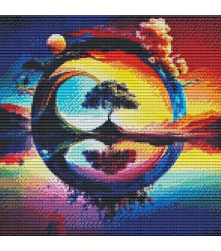 Abillyn Kit De Broderie Au Point De Croix En Bois Motif Amour Et Fleurs