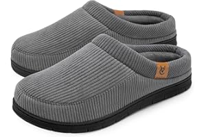 VeraCosy Pantofole a mocassino da uomo, in velluto a coste, memory foam, scarpe da casa