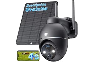 YESKANO 4G LTE Camara Vigilancia Exterior Solar con Tarjeta SIM, 2K HD, PTZ 355°/110°, Detección de Personas PIR, Visión Nocturna, Voz Bidireccional, Sin WiFi, Incluye un año de Datos 4G Ilimitados