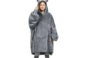 Catalonia Classy Sweat à Capuche de Couverture de Chat Sweat-Shirt, Cadeau Chaud pour Les Filles, Couverture Portable Confortable Douce et Chaude, Pull Confortable en Sherpa avec Jolie Poche Avant