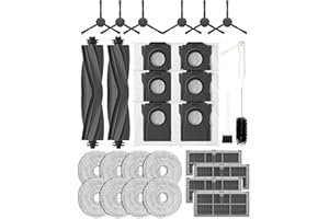 Yivy 28 Pcs de Repuesto para Dreame L10s Pro Ultra Heat/ X30 Ultra, Dreambot Aspiradora Kit de Accesorios: 2 cepillos Principales, 6 Cepillos Laterales, 4 Filtro de Carbón Activado, 6 Bolsas de Polvo