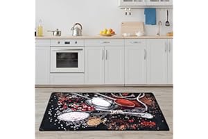 ‎MIQNA miqna Küchenteppich, rutschfeste Küchenläufer, Waschbarer Küchen Teppich, Schwarz Küchenmatte, Waschbarer Küchen Teppich (Schwarz, 100 x 200 cm)