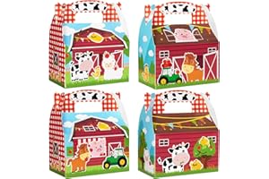 WERNNSAI Farm Party Gift Boxes - 12 Pcs Barn Animal Party Favor Boxes Paper Candies Goodies Gift Boxes for Kids Farm Birthday Decoration Supplies Baby Shower Box