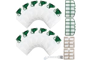 Arcets Kit de 12 bolsas compatibles con Folletto VK200 VK220S FP 220 FP 220S | 12 bolsas de aspiradora de microfibra de 5 capas con 2 filtros de motor y cepillo