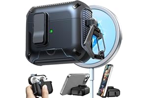 RFUNGUANGO Custodia compatibile con AirPods 3, compatibile con ricarica MagSafe, pop-up automatico con clip di blocco di sicurezza,Nero