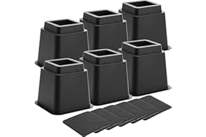 Okllen 6 Stück Bettmöbel Riser, 12,5 cm Hochleistungs Couchlifte mit Anti Rutsch Pads, Schwarze Möbelrahmenlifte für Bett, Tisch, Sofa, Stuhl, Premium ABS Kunststoff, Unterstützung bis zu 3000 lbs