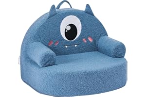 VEVOR Divano per Bambini, Poltrona in Schiuma Stile Mostro con Braccioli, Sedia per Bambini Mobile e Lavabile, in Spugna 28D e Peluche per Sala Giochi, Camera da Letto, Soggiorno, Blu