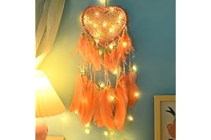 Hongyans Atrapasueños LED con Plumas Hecho a Mano Dream Catcher Adornos Colgar Decoración Pared para Hogar Dormitorio Boda Habitación Infantil Niñas Regalo de Cumpleaños