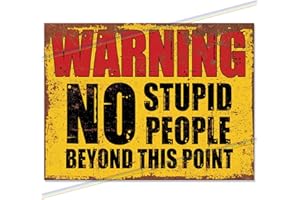 P&P HOMEWARE Cartello da bar in metallo divertente con scritta "Warning No Stupid People", accessorio da bar per casa, pub o giardino, bar, idea regalo, 20 cm x 15 cm