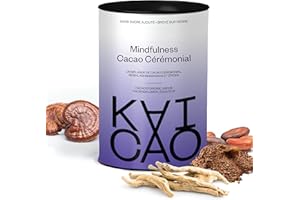 Kaicao Cacao Cérémoniel Pleine Conscience avec Reishi et Ashwagandha - Cacao Pur Broyé en Poudre, origine Équateur – Sans Sucre, Végétal, Sans Gluten, Régime Keto - 200g