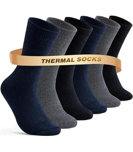 6 Paires Chaussettes Thermiques Femme – Épaisses Et Chaudes – Taille 35-39 – Polyester – Pour Hiver Et Randonnée