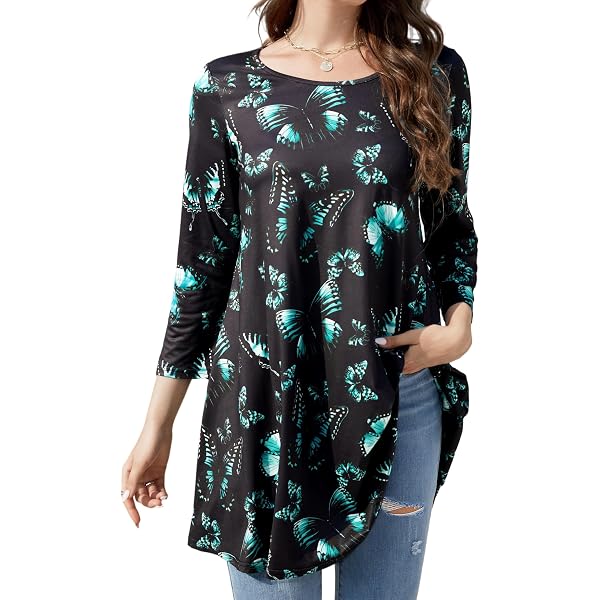 thumbnail image 2 of Anyhold Women's Fall Long Sleeve Tops Dressy Casual Shirts Crew Neck Tunics Pleated Blouses To Wear With Leggings 2736883 2 of 9