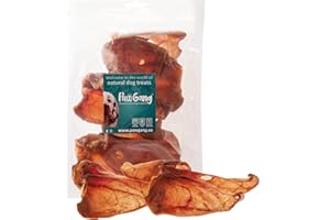 PawGang - Large Pig Ears 5 pcs - 100% Natural EU Sourced Treats for Dogs Young Adult Old Small and Large Dog - Air Dried Chews - Healthy Hypoallergenic - Low Fat Grain Free - Barf Raw