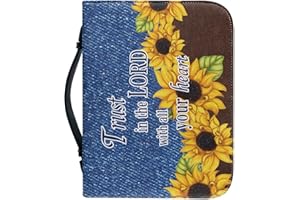 DAJINGKJ Bible Cover with Zip Large Leather Bible Covers Women's Flowers Bible Bag Women's Bag Bible Book Church Handbags