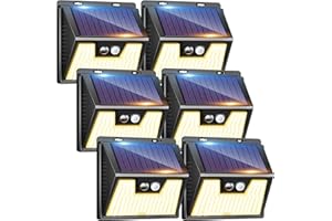 kolpop Lampe Solaire Extérieur Blanc Chaud, [Lot de 6] 140 LED Lumière Solaire Exterieur, IP65 Étanche 3 Modes Éclairage Extérieur Solaire, Lampe Solaire avec Détecteur de Mouvement pour Jardin