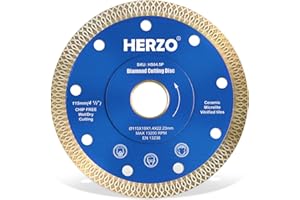 HERZO Disque Diamant 115mm, Lame Diamantée pour Tronçonner les Carreaux, le Marbre, le Granit et le Calcaire, Carrelage