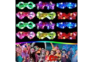 Bacxzomx 12 Pezzi LED Occhiali Luminosi per Feste - Party, Neon, Rave Fluo Gadget per Compleanno, Matrimonio, Natale, Halloween