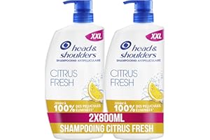 Head & Shoulders Citrus Fresh Shampoing Antipelliculaire Pour Cheveux Gras Avec Pompe 2x800ml. Jusqu'à 100% Des Pellicules Éliminées, Cliniquement Prouvé. Usage Quotidien