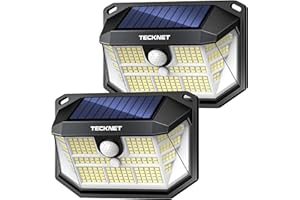 TECKNET Outdoor Solar Light 231 LED, 3 Modes Motion Sensor, Solar Powered Security Light 300° Wide Angle, IP65 Waterproof, Solar Wall Light for Front Door/Fence/Yard/Garage/Garden (2 Pack)