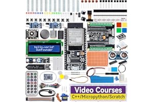 SunFounder ESP32 Ultimate Starter Kit (kompatybilny z Arduino) z płytą Pinout, ov2640 ESP32CAM, WiFi, Python, C, Scratch, IoT dla początkujących i inżynierów (ESP32-WROOM-32E Board i bateria w