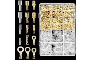 QWORK® 1 000 stycken kabelskor set – platt plugg, ringkabelskor, stötkontakter, nylon isolerad – mateiral av ren mässing