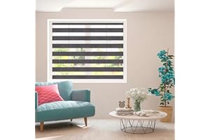 ZEBRA BLINDS Zebra Blind - Day and Night Roller Blinds, Elegant and Durable Zebra Roller Blinds for Bedroom, Kitchen, and Office, Easy to Clean, 150 cm Drop, Anthracite Grey, 95cm Width