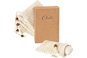 Chali® 5x Sacchetti per Sapone Sisal, Ecosostenibili Naturale Sacchetto per Residui di Sapone, Shampoo, Saponette e Bagnoschiuma solidi - Borsa Sapone Esfoliante