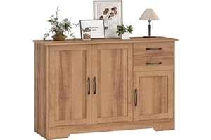 HOMCOM Credenza Cucina, Mobile Cucina con 2 Cassetti, 2 Armadietti, Credenza Buffet con Ante Chiusura Soft-close, Ripiani Regolabili, per Salotto Sala da Pranzo Soggiorno, 120x38x79 cm, Rovere