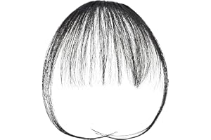 Luxiremi Clip i lugg äkta hår 100 % Remy tunna fransar Bangs förlängningar med tinningar naturligt svart clip ponny hårstycke