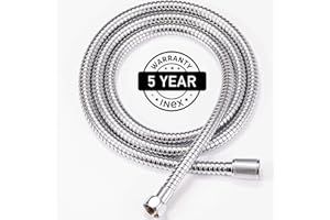 INEX Europa - Elastyczny wąż prysznicowy 175 cm, stal nierdzewna AISI 304, uniwersalne przyłącza, łatwa instalacja, 15 lat