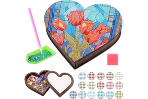 Aischens Diamentowy obraz dla dzieci, kreatywny zestaw do majsterkowania dla dziewczynek w wieku 5-12 lat, pudełko na biżuterię dla dzieci z wbudowanym lustrem, rękodzieło artystyczne, zestaw do