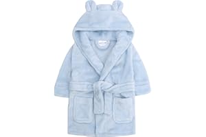 Metzuyan Baby Boys & Girls Unisex Dressing Gown (Ages 6-24 Months) Soft Plush Flannel Fleece Hooded Bath Robe