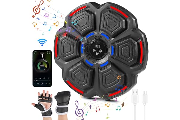 Forhome Machine Boxe Musicale LED Machine Boxe Musicale Boxe Mural Musique Boxing Training Mural Music Boxing Machine Professionnel Équipement Boxe Bluetooth Portable Mural pour Adultes et Enfants