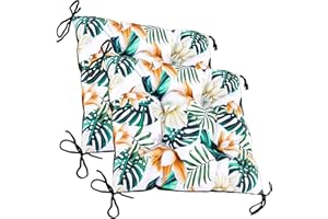 Amazinggirl Cojines para palets Exterior 40 x 40 cm (2 Piezas) - Cojín por Palet o Cojin jardín por Banco terraza balcón y Patio Almohada para Asiento en Jardin Flores Blancas y Verdes