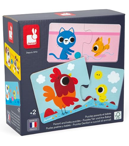 Janod - 4 Puzzle Le 4 Stagioni - Puzzle per Bambini Evolutivo da 6 a 16 Pezzi - Sviluppa