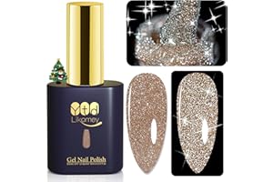 YTD Likomey Smalto Semipermanente per Unghie in gel,15ml Oro Champagne Glitterato Riflettente Dorato Glitter Colori Smalti Semipermanenti,Olografico Brillante del Giorno di Natale UV Unghie Gel,SZ012
