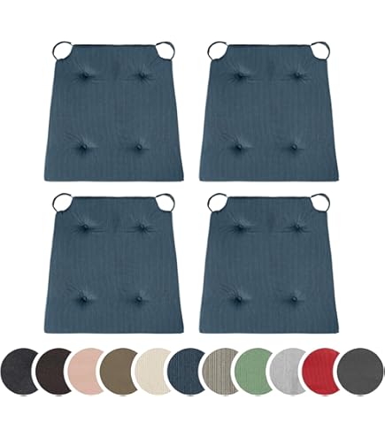 sleepling 190192 4-delige set stoelkussens, zitkussens voor binnen en buiten, met klittenbandsluiting, 100% katoen, made in EU, afmetingen: 42 (voor) 35 ( achter) x 40 x 5 cm, beige