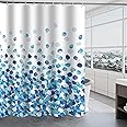 TRUSTLIFE Shower Curtain Waterproof Polyester Bathroom Curtains,180 x 200 cm Washable Bath Curtains, Quick-Drying, Weighted Hem Shower curtains for wet room, Shower Curtain with 12 Hooks - Blue