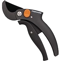 Fiskars Amboss-Gartenschere für trockene Zweige und Äste, Antihaftbeschichtet, Hochwertige Stahl-Klingen, Länge: 17,5 cm…