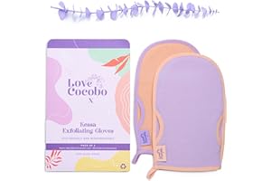 Love Cocobo | Exfoliating Glove | Eco PLASTIC FREE Body Scrub Mitt | Dead Skin Exfoliator | Tan Remover | Shower Body Exfoliator Mitts | Targets Keratosis Pilaris Ingrown Hair | Kessa Gloves | 2Pcs