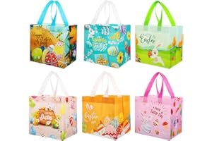 6 Stück Ostertüten Tragetaschen, 20,8x19,7x14,8 cm Osterkörbchen Groß Ostern Taschen zum Befüllen Geschenktüten Ostereiersuche Taschen für Geschenkverpackung Eiersuche Ostern Mitgebse