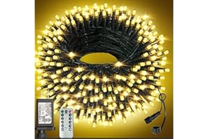 wisdom line Ghirlanda luminosa a LED 50 m, 1000 LED, 8 modalità di illuminazione, impermeabile IP55, bianco caldo 2700 K, telecomando senza fili, interno/esterno