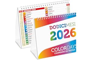 IL CALENDARIO POSITIVO Calendario da Tavolo 2026 Colorato 21x15 cm | Calendario da Scrivania Ufficio in carta Ecosostenibile | Ideale per segnare Appuntamenti ed Impegni | 28 Facciate con Mesi Doppi