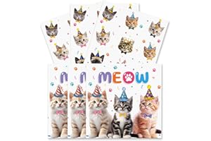 ParPix 20 Stück Katzen Geburtstag Deko Servietten, 33 x 33 cm Kindergeburtstag Servietten Katze, Servietten Kinder Tischdeko,Katzen Deko Papierservietten, Haustier Party Dekoration Papierservietten