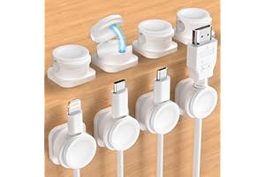 UQQU Kabel Organizer, 8 Stück Kabelhalter Kabelclips Verstellbare Magnetische Kabelmanagement Selbstklebend Kabelhalter für Nachttisch, Küchengeräte, Bürobedarf, Telefonkabel, Wand, Auto - Weiß