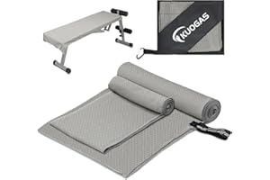 KUOGAS Juego de 2 toallas de fitness | 120 x 50 cm + 100 x 30 cm | Toalla de refrigeración con bolsillo con cremallera, toalla de microfibra de secado rápido para gimnasio y entrenamiento, 2 unidades
