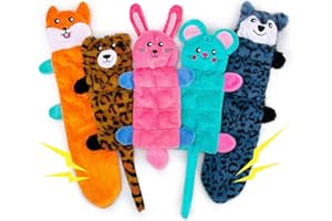 AWOOF No Stuffing Dog Toy 5 Pack, Crinkle Squeaky Dogs Teething Chew Toys Set for Small Medium Large Breed Puppies Aggressive Chewers,Durable Birthday Interactive Plaything Dogs Doggies Toys