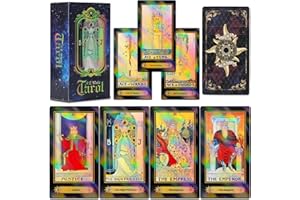 Smoostart 78 Cartas de Tarot con guía, holográficas, Juego de predicción del Futuro con Caja Colorida para Principiantes y Profesionales (Versión Inglesa)