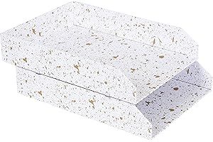 Bigso Box of Sweden Portacorrispondenza in cartone – Porta documenti ufficio impilabili per conservare i documenti – Porta fogli da scrivania in materiale riciclato – Set da 2 – oro maculato