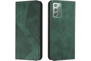 Mo-Somnus Kompatibel mit Samsung Galaxy Note 20 Hülle, Schutzhülle Samsung Note 20, Magnet PU Leder Tasche Handyhülle Samsung Note 20, Klappbar Kartenfächer Samsung Note 20 Klapphülle (Grün)